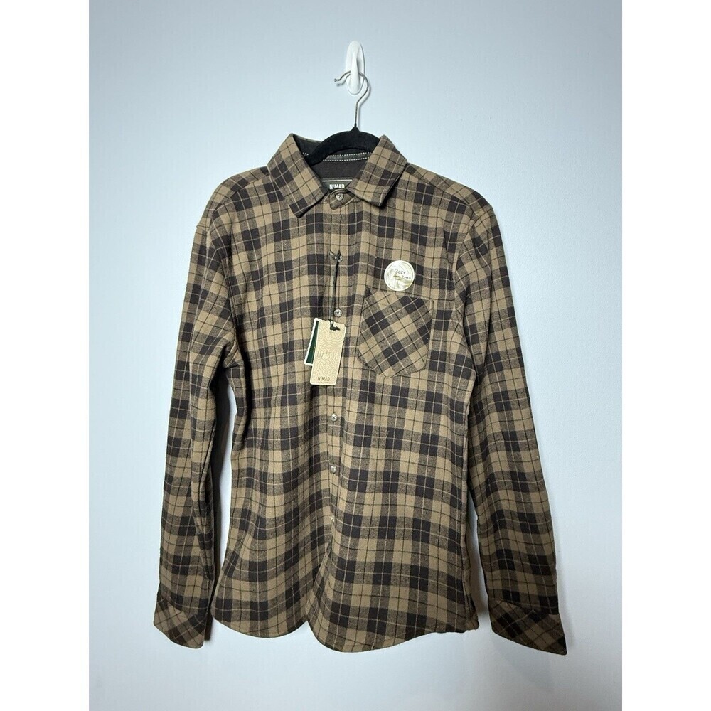 Nomad Craft&Flow Flannel Shirt Jacket S Brown Buffalo Plaid Thermal Lined Shirt